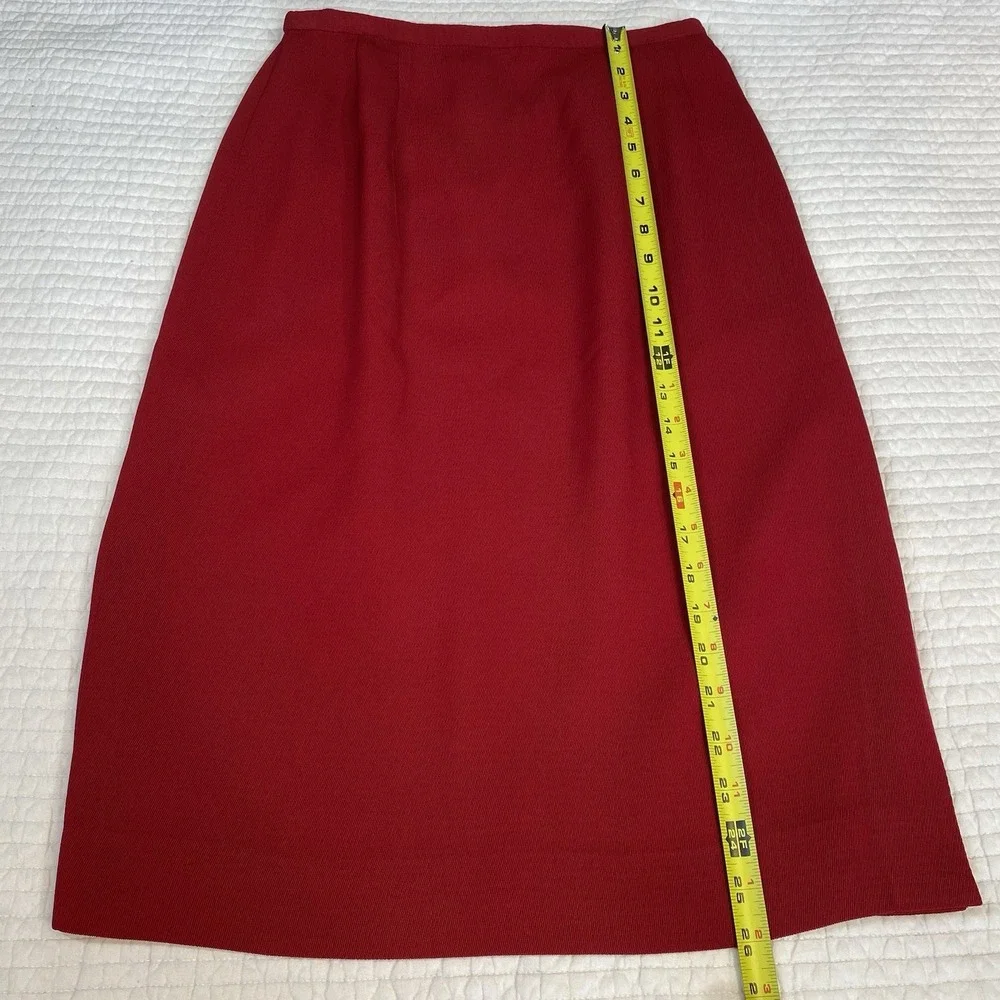 Travis Ayers Women's Pencil Midi Skirt Red Sz 8 Slit Classic Modest Professional